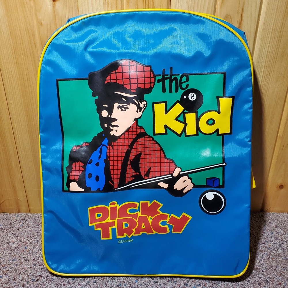 Vintage Dick Tracy The Kid Backpack Blue Bag Disney Movie Film Rare‎ Like New